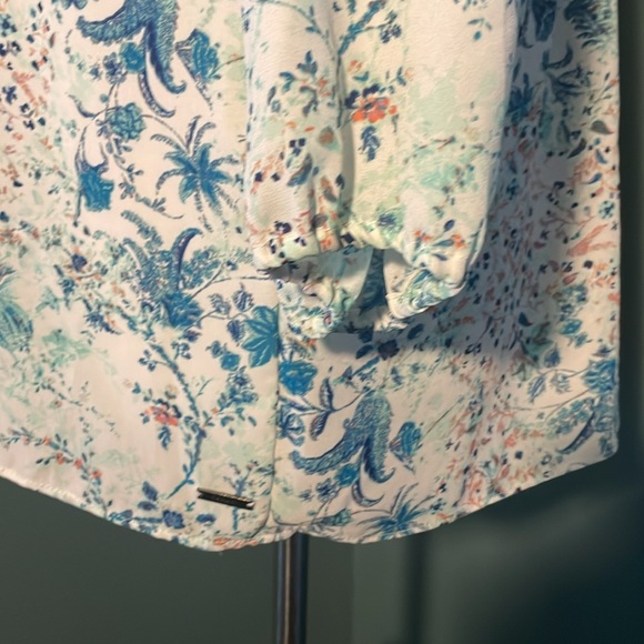 Tahari Floral Lace-Up Blouse - Picture 5 of 7